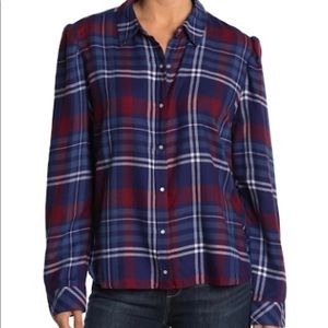 Como Vintage Plaid Snap Button-Up Flannel Shirt
